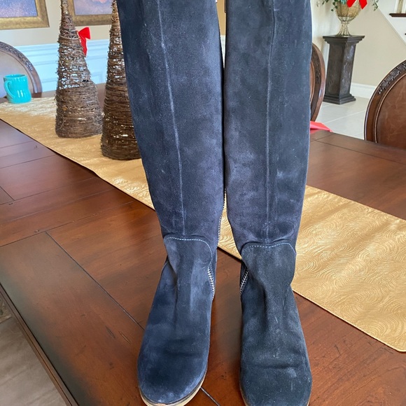 Ted Baker Black Tall Suede Zip Boots 10 - FLAWS - Picture 7 of 16